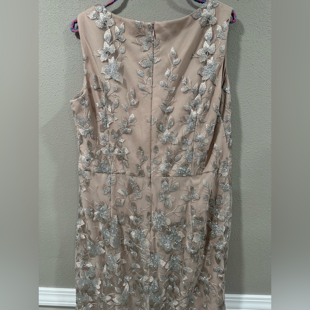 Embroidered Sequin Flower V Neck Tulle Gown - Picture 10 of 11